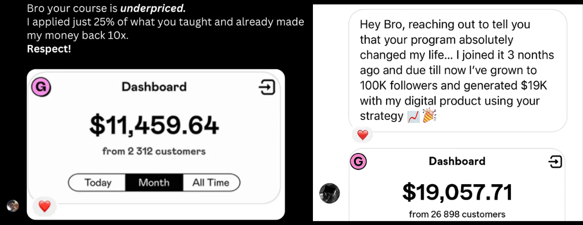 Message and earnings dashboard shared by Verified operators, Scaling phase